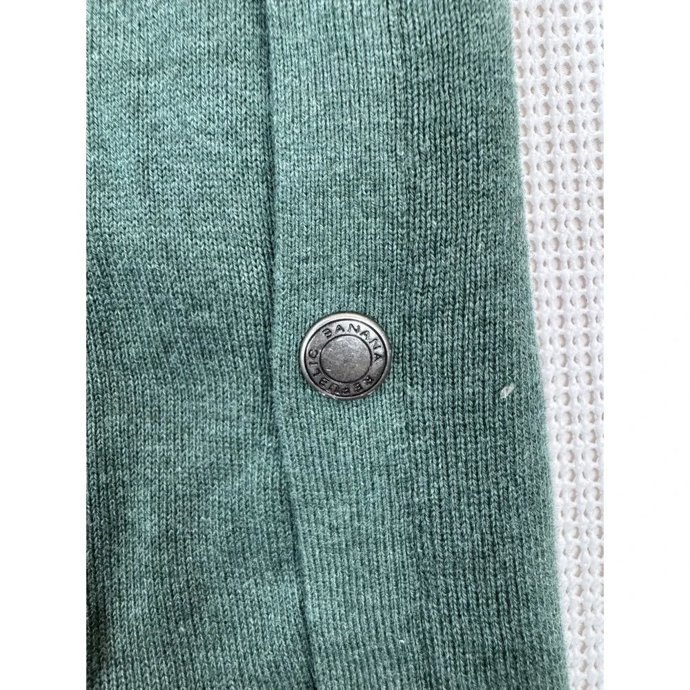 (557)Banana Republic Full Zip Sweater Mens Large Green 100% Cotton Casual Jacket